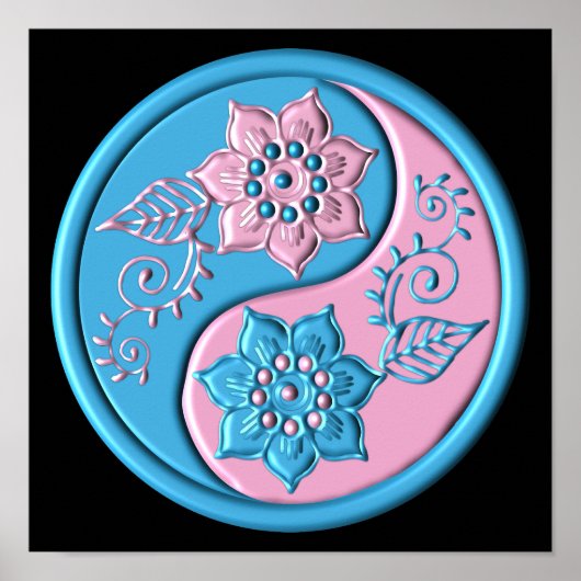 Teal & Pink Yin Yang Poster (Voorkant)