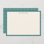 Teal Plaid Personalized Stationery Name Holiday Bedankkaart (Voorkant / Achterkant)