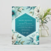 Teal Polished Spring Wedding Kaart (Staand voorkant)