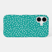 Teal Polka Dot Pattern Phone Case iPhone 16 Hoesje (Achterkant horizontaal)