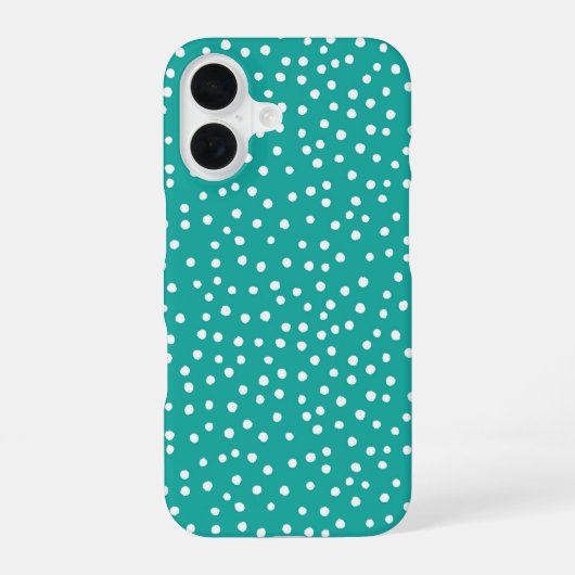 Teal Polka Dot Pattern Phone Case iPhone 16 Hoesje (Achterkant)