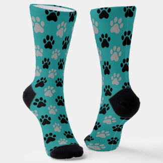 Teal Pootafdrukpatroon Hond Liefhebber Sokken