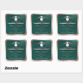 Teal Product Label Rose Gold Frame Logo Monogram (Vel)