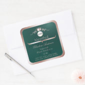 Teal Product Label Rose Gold Frame Logo Monogram (Envelop)