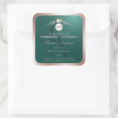 Teal Product Label Rose Gold Frame Logo Monogram (Tas)