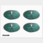 Teal Product Label Rose Gold Frame Logo Monogram (Vel)