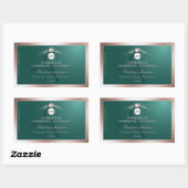 Teal Product Label Rose Gold Frame Logo Monogram (Vel)