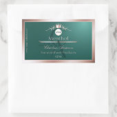 Teal Product Label Rose Gold Frame Logo Monogram (Tas)