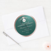 Teal Productlabel Rose Gold Frame Logo Monogram Ronde Sticker (Envelop)