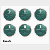 Teal Productlabel Rose Gold Frame Logo Monogram Ronde Sticker (Vel)