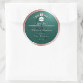 Teal Productlabel Rose Gold Frame Logo Monogram Ronde Sticker (Tas)