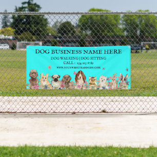 Teal Puppies op Bloemrijke Hondenverzorgster Spandoek