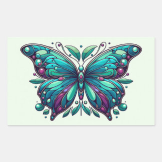 Teal & Purple Butterfly 4 Rechthoekige Sticker