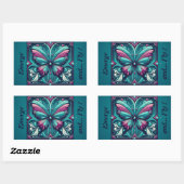 Teal & Purple Butterfly Square Rechthoekige Sticker (Vel)