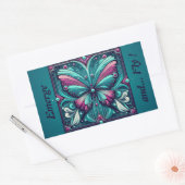 Teal & Purple Butterfly Square Rechthoekige Sticker (Envelop)