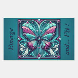 Teal & Purple Butterfly Square Rechthoekige Sticker