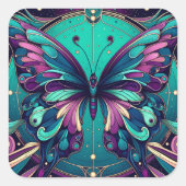 Teal & Purple Butterfly Vierkante Sticker (Voorkant)