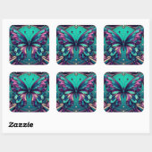 Teal & Purple Butterfly Vierkante Sticker (Vel)