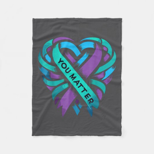 Teal Purple Heart You Suicide Prevention Awareness Fleece Deken (Voorkant)