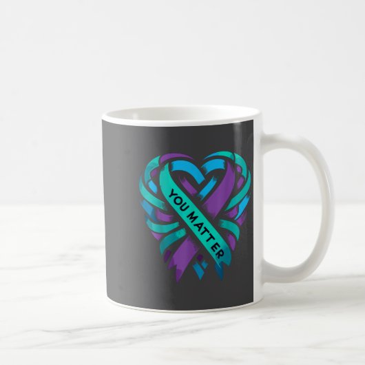 Teal Purple Heart You Suicide Prevention Awareness Koffiemok (Rechts)