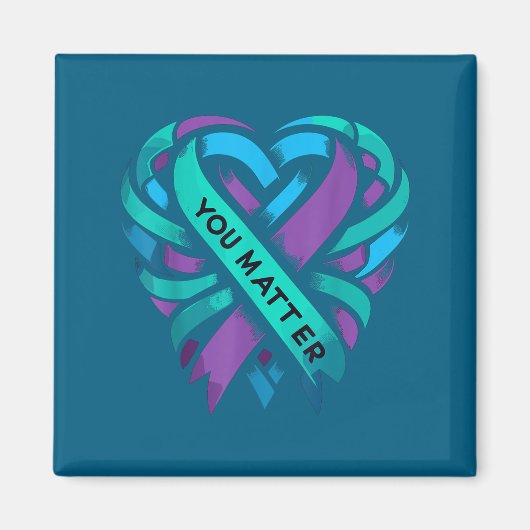 Teal Purple Heart You Suicide Prevention Awareness Magneet (Voorkant)
