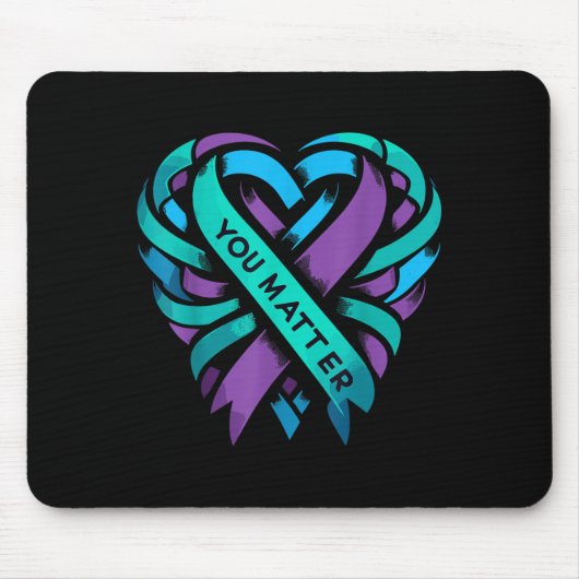 Teal Purple Heart You Suicide Prevention Awareness Muismat (Voorkant)
