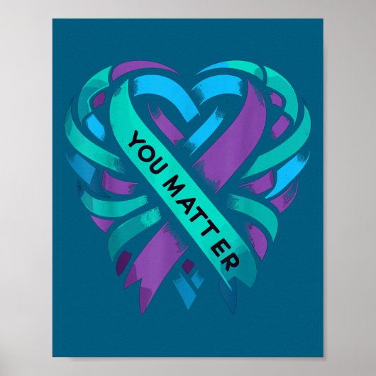 Teal Purple Heart You Suicide Prevention Awareness Poster (Voorkant)