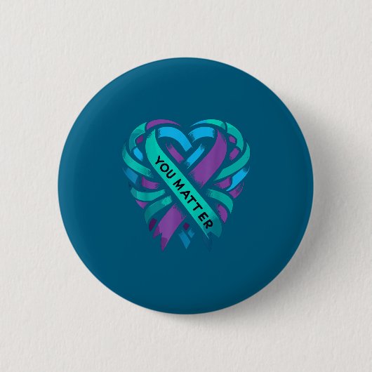 Teal Purple Heart You Suicide Prevention Awareness Ronde Button 5,7 Cm (Voorkant)