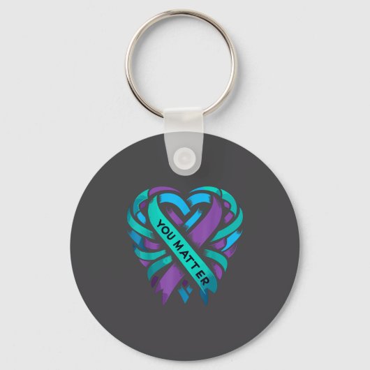 Teal Purple Heart You Suicide Prevention Awareness Sleutelhanger (Voorkant)