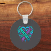 Teal Purple Heart You Suicide Prevention Awareness Sleutelhanger (Voorkant)