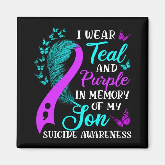 Teal Purple In Memory Of My Son Suicide Awareness Magneet (Voorkant)
