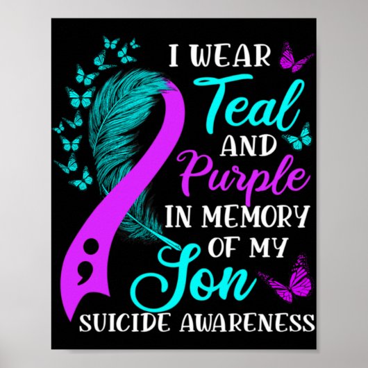 Teal Purple In Memory Of My Son Suicide Awareness  Poster (Voorkant)