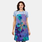 Teal & Purple Lucky Clover Art Apron Schort (Gedragen)