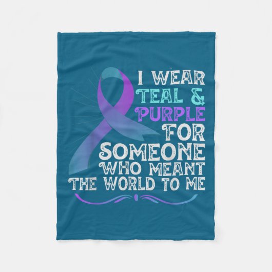 Teal Purple Ribbon For Suicide Prevention Awarenes Fleece Deken (Voorkant)