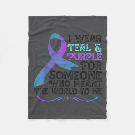 Teal Purple Ribbon For Suicide Prevention Awarenes Fleece Deken (Voorkant)