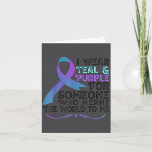 Teal Purple Ribbon For Suicide Prevention Awarenes Kaart (Voorkant)