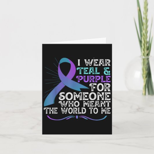 Teal Purple Ribbon For Suicide Prevention Awarenes Kaart (Voorkant)