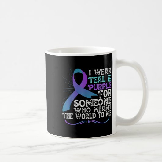 Teal Purple Ribbon For Suicide Prevention Awarenes Koffiemok (Rechts)