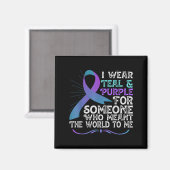 Teal Purple Ribbon For Suicide Prevention Awarenes Magneet (Voorkant / Achterkant)