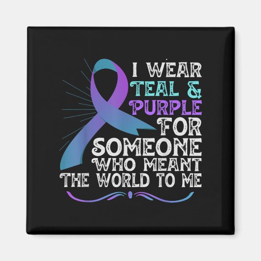 Teal Purple Ribbon For Suicide Prevention Awarenes Magneet (Voorkant)