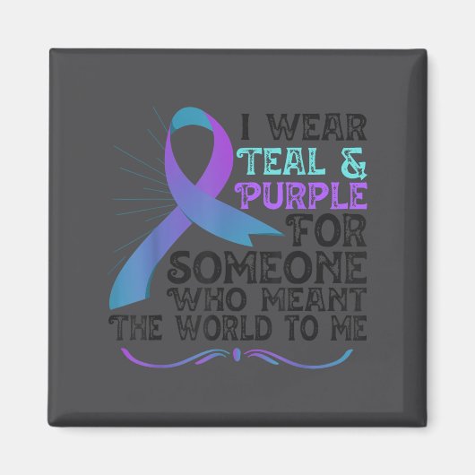 Teal Purple Ribbon For Suicide Prevention Awarenes Magneet (Voorkant)