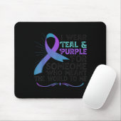 Teal Purple Ribbon For Suicide Prevention Awarenes Muismat (Met muis)