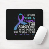 Teal Purple Ribbon For Suicide Prevention Awarenes Muismat (Met muis)