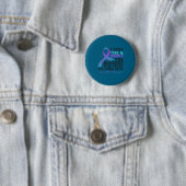 Teal Purple Ribbon For Suicide Prevention Awarenes Ronde Button 5,7 Cm (In situ)