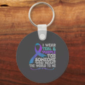 Teal Purple Ribbon For Suicide Prevention Awarenes Sleutelhanger (Voorkant)