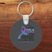 Teal Purple Ribbon For Suicide Prevention Awarenes Sleutelhanger (Voorkant)