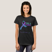 Teal Purple Ribbon For Suicide Prevention Awarenes T-shirt (Voorkant volledig)