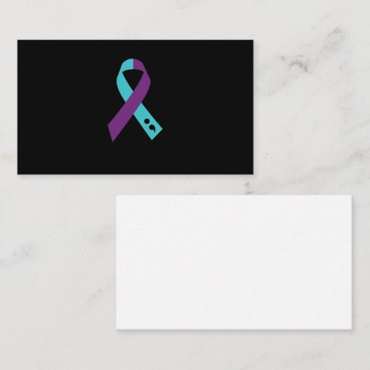 Teal Purple Ribbon Semicolon Suicide Prevention Visitekaartje (Voorkant / Achterkant)