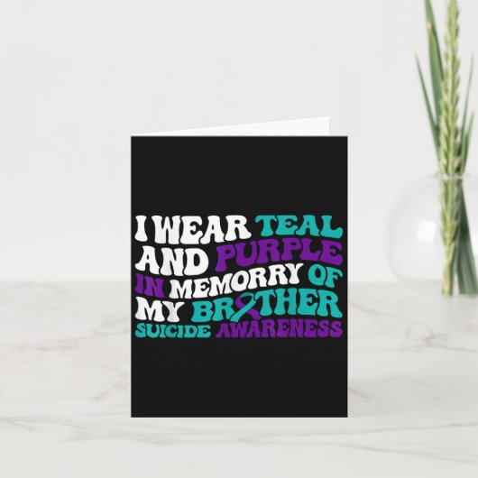 Teal Purple Ribbon Suicide Awareness Brother Aware Kaart (Voorkant)
