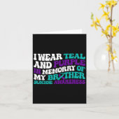 Teal Purple Ribbon Suicide Awareness Brother Aware Kaart (Gele Bloem)